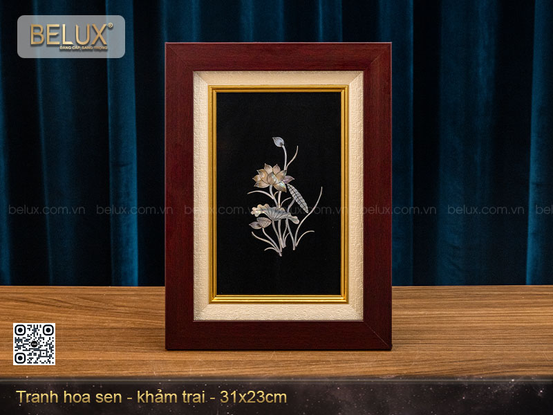 Tranh hoa sen khảm kt 31x23cm&nbsp;